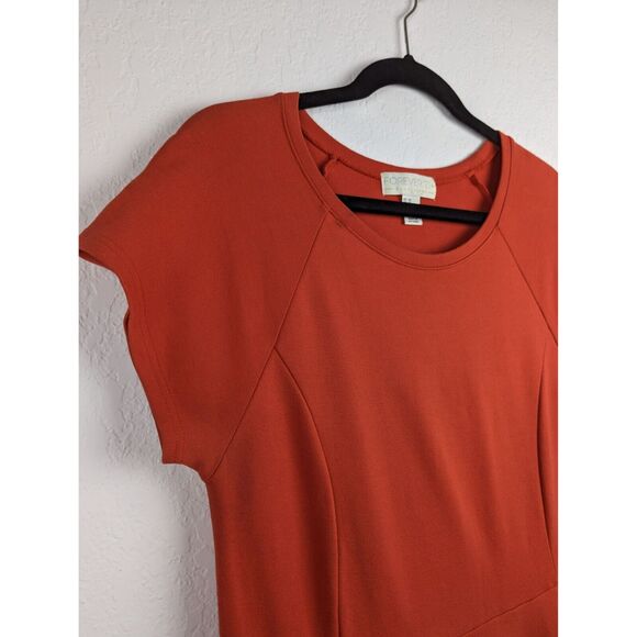Forever21 Womens Fit & Flare Mini Dress Size 1X Short Sleeve Scoop Neck Orange - Picture 2 of 8